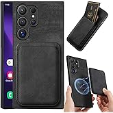 CCSmall Case for Samsung Galaxy S25 Ultra Detachable Magnetic Wallet with Card Holder, Retro PU Leather Phone Case Cover with Card Slots for Samsung Galaxy S25 Ultra [2 in 1] Black