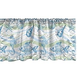 Ambesonne Nautical Window Valance, Marine Ocean
