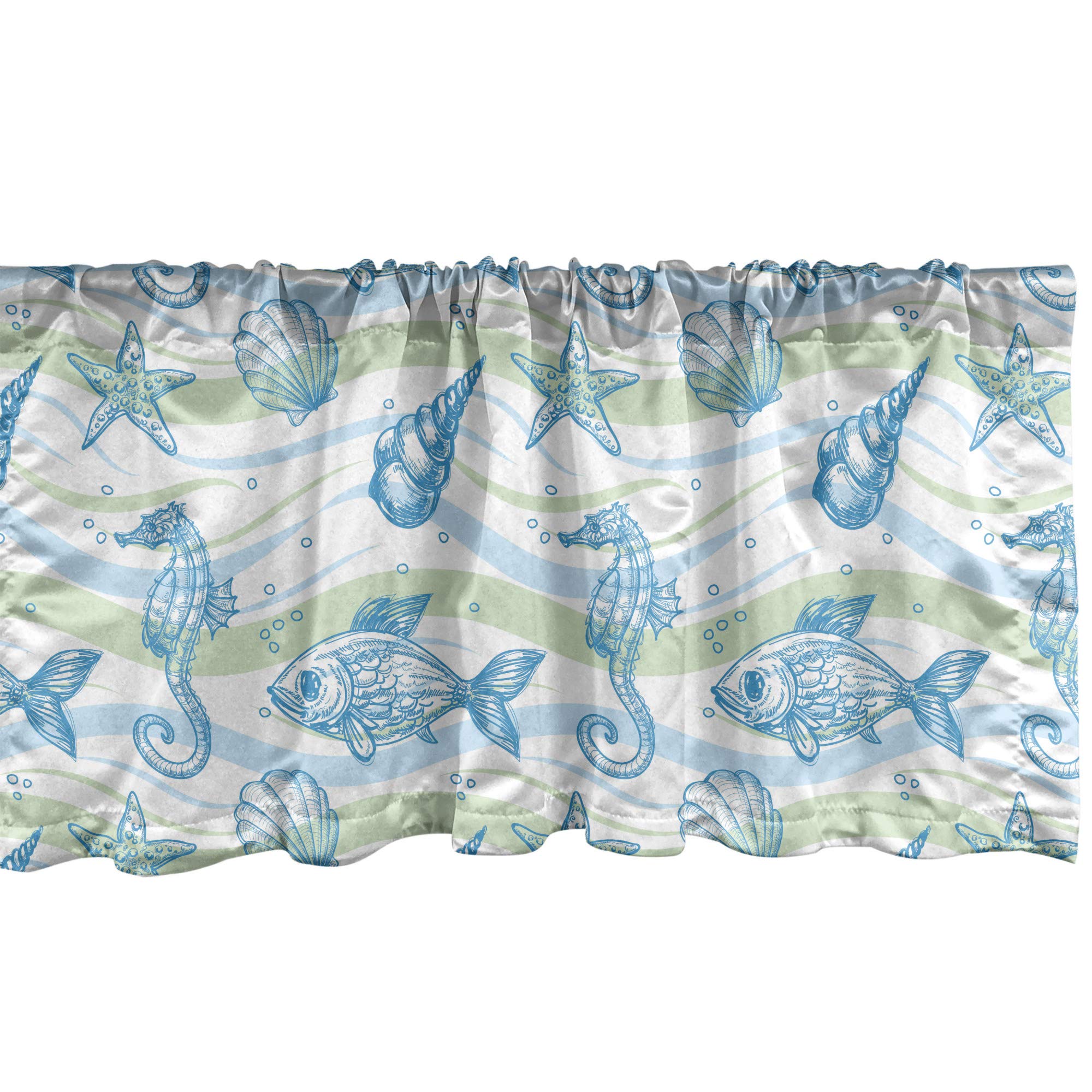 Ambesonne Nautical Window Valance, Marine Ocean