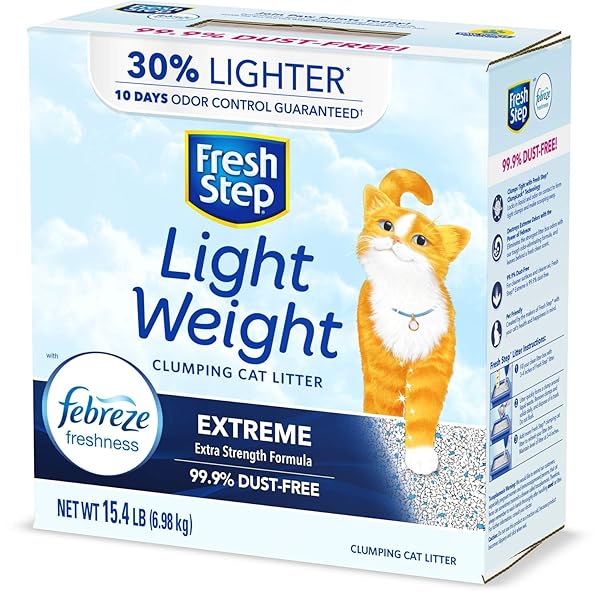 FRESH STEP LIGHTWEIGHT EXTREME SCENTED LITTER WITH THE POWER OF FEBREZE, CLUMPING CAT LITTER, 15.4 POUNDS (PACKAGE MAY VARY)
