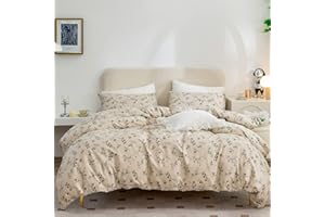 COTTONLIFE King Floral Duvet Cover, 100% Soft Cotton 3 Pieces Floral Bedding Sets King for Girls, Vintage Chic Garden Style Floral Pattern Printed King Flower Duvet Cover, with Zipper Closure