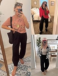 Xiaoxuemeng Womens Baggy Wide Leg Pants Casual