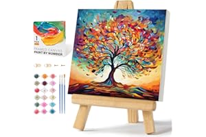 OFFITO Framed Paint by Numbers Kit for Adults Beginners & Kids Ages 8-12, Tree of Life Acrylic Easy Paint by Number with Frame, Watercolor Paint by Number Kits on Canvas Framed (10 * 10 Inch, Without Easel)