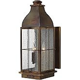 Hinkley Bingham Medium Wall Mount Outdoor Lantern, Gas Light Style, Brass, Clear Seedy Glass, Sienna Finish