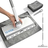 MASTERTOP Snap Grip Mop, Hands Free Flat Mop with 51" Adjustable Handle | 13" x 4.5" Large Mop Head, Hands-Free Cloth Release, 51" Long Reach, 3 Adjustable Heights, Built-In Tweezers