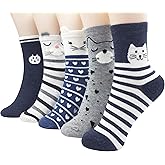 IIG 3-6 Pairs Womens Cute Animal Patterned Funny Novelty Cotton Crew Socks