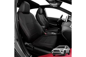 FREESOO for Toyota RAV4 Seat Covers - Custom Fit Seat Covers Full Set for Toyota RAV4 2021-2024 Prime SE/XSE 2019-2025 RAV 4 Hybrid/PHEV SE XSE - Luxury Waterproof Leather - Black Red