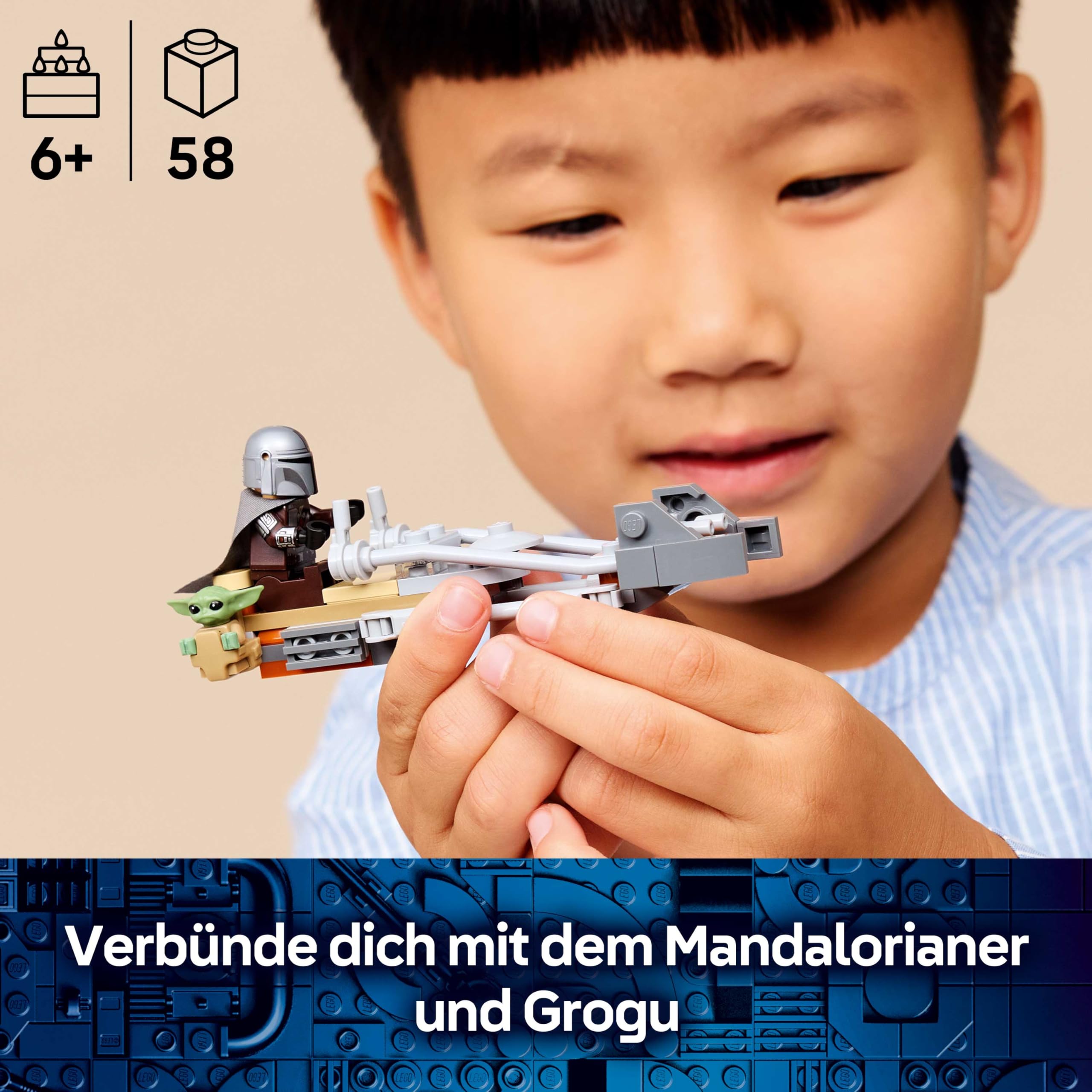 LEGO Star Wars Der Mandalorianer und Grogu auf ihrem Speeder Bike - Set mit Fahrzeug und 2 Star Wars Figuren für Actionabenteuer - Geschenk für Kinder ab 6 Jahren - 75436 2