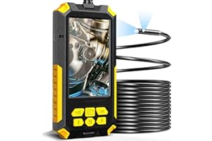 EFUTONPRO Dual Lens Industrial Endoscope Camera with Light, 4.5'' IPS Screen, 1080P HD Borescope Inspection Camera, IP67 Waterproof Scope Snake Camera with Semi-Rigid Cable, 32G TF Card (16.4FT)