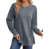 Saloogoe Sweatshirt for women Side Split Fall Fashion 2025 Long Sleeve Shirts Trending Now