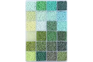 12500pcs John Bead Assorted Glass Seed Beads 8/0, 24 Colors Green Fields Palette Round Bead for DIY Crafts Jewelry Making Bea