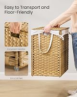 SONGMICS Laundry Basket 200 L Rattan Style With Lid Handles Foldable LCB320Y01 view 4