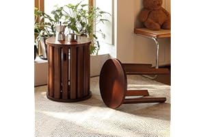 AOLBSPD Stackable Stools Set of 4, Stools with Anti-Slip Foot Pads, 18 Inch Stool Nesting Side Tables Nesting Sturdy and Durable, Round Portable Barstools for Kitchen, Bedroom, Living Room (Brown)