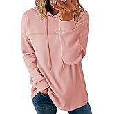 Dokotoo Womens Hoodies Casual Waffle Knit Long Sleeve Drawstring Pullover Sweatshirts Lightweight Hooded Tops