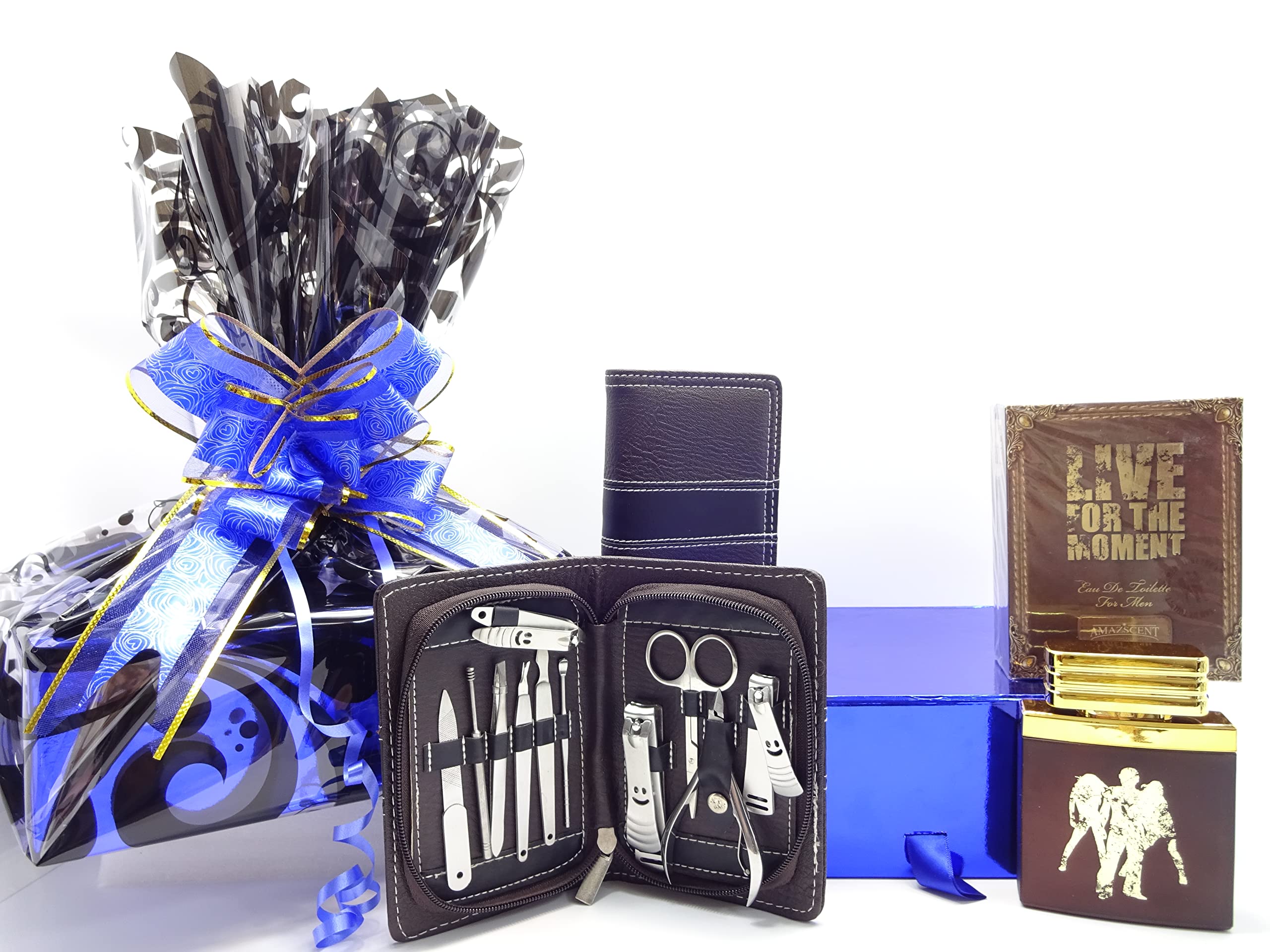 Glory Cosmetics Luxury Gift Set For Men, Perfume, Manicure Pedicure Travel Tool Set - Gift Set Gift Wrapped Gift Hamper