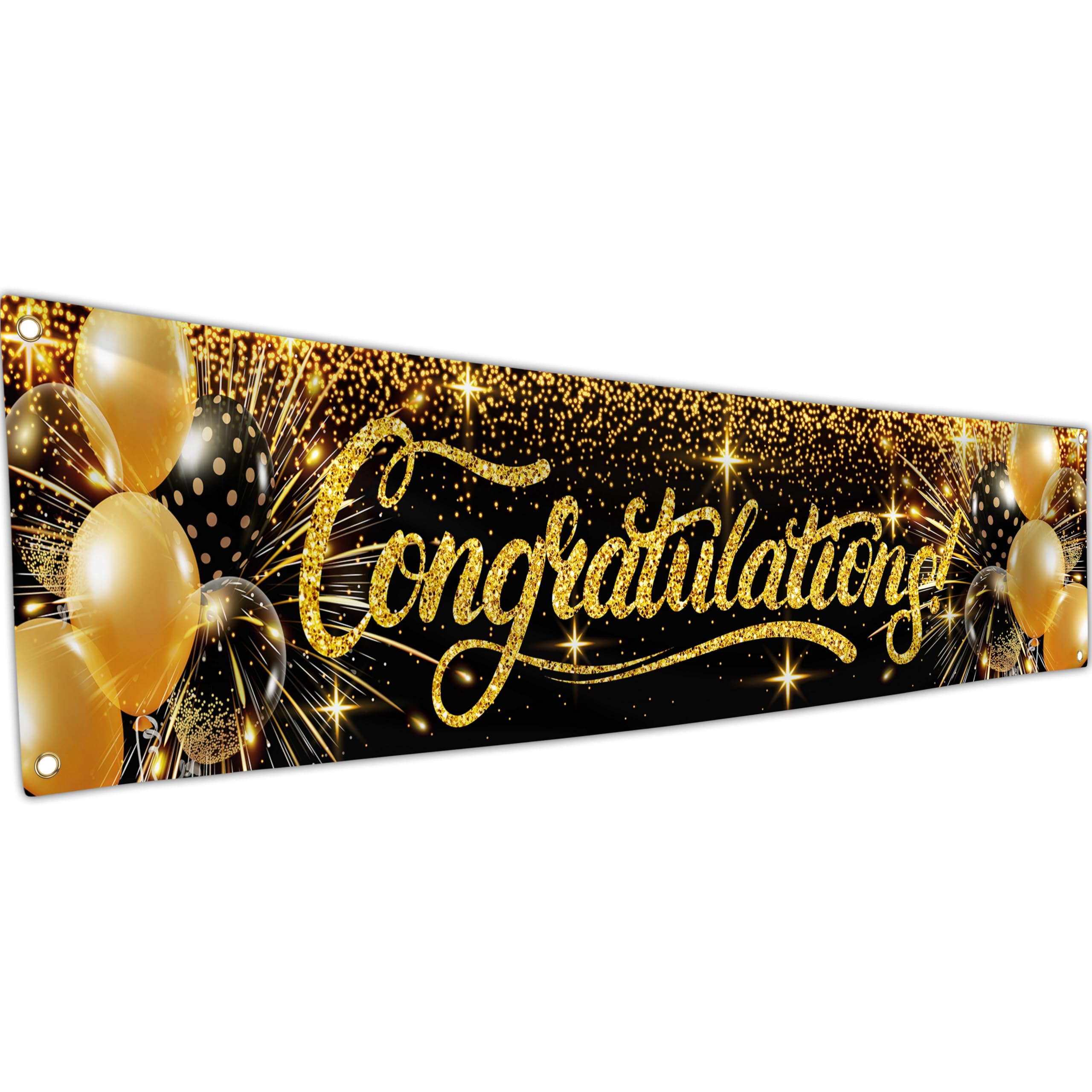 Congratulations Banner - Graduation Decorations 180 x 40cm - Well Done Banner - We are so Proud of You – You Did It (Black & Gold)