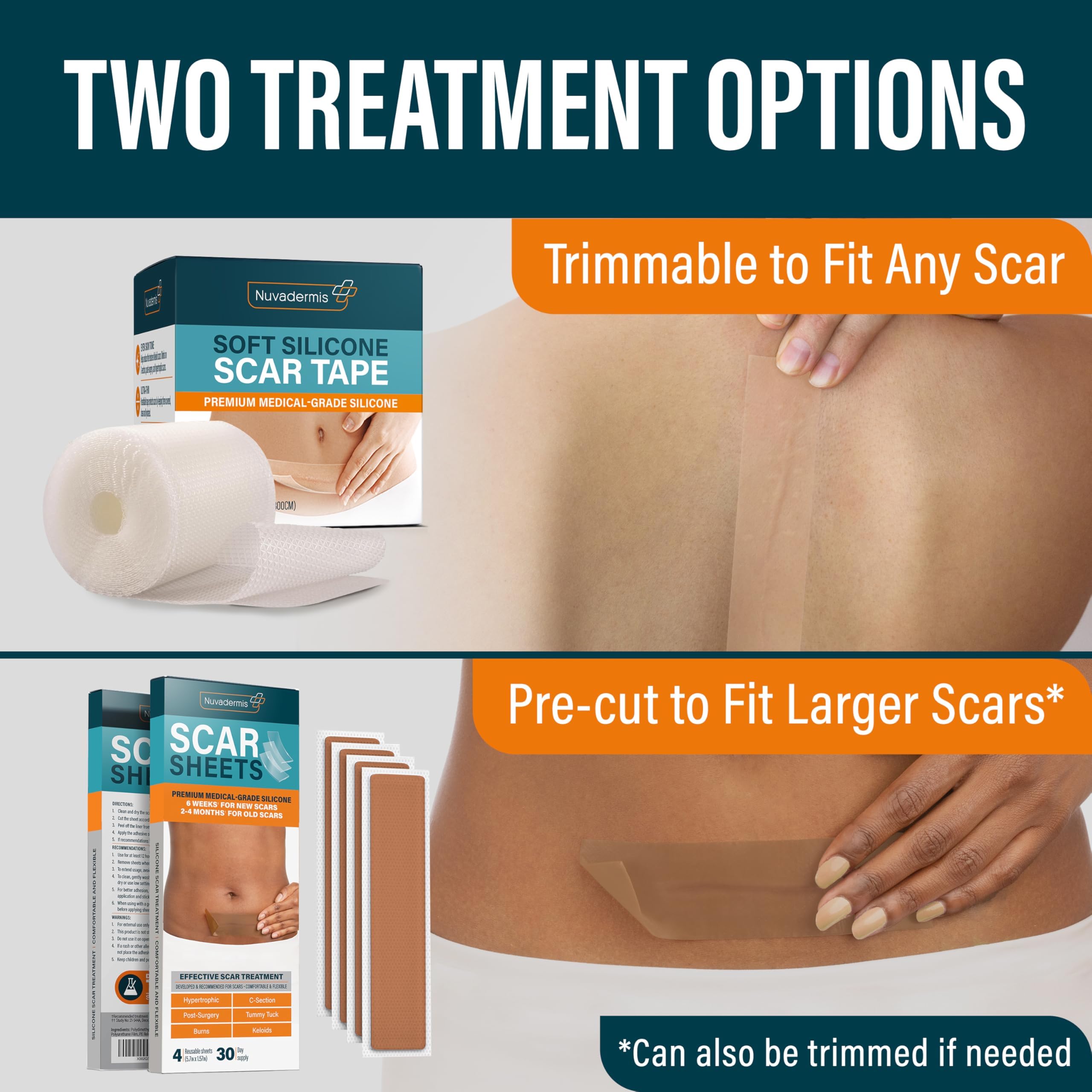 NUVADERMIS Silicone Scar Tape for Surgical Scars - 120