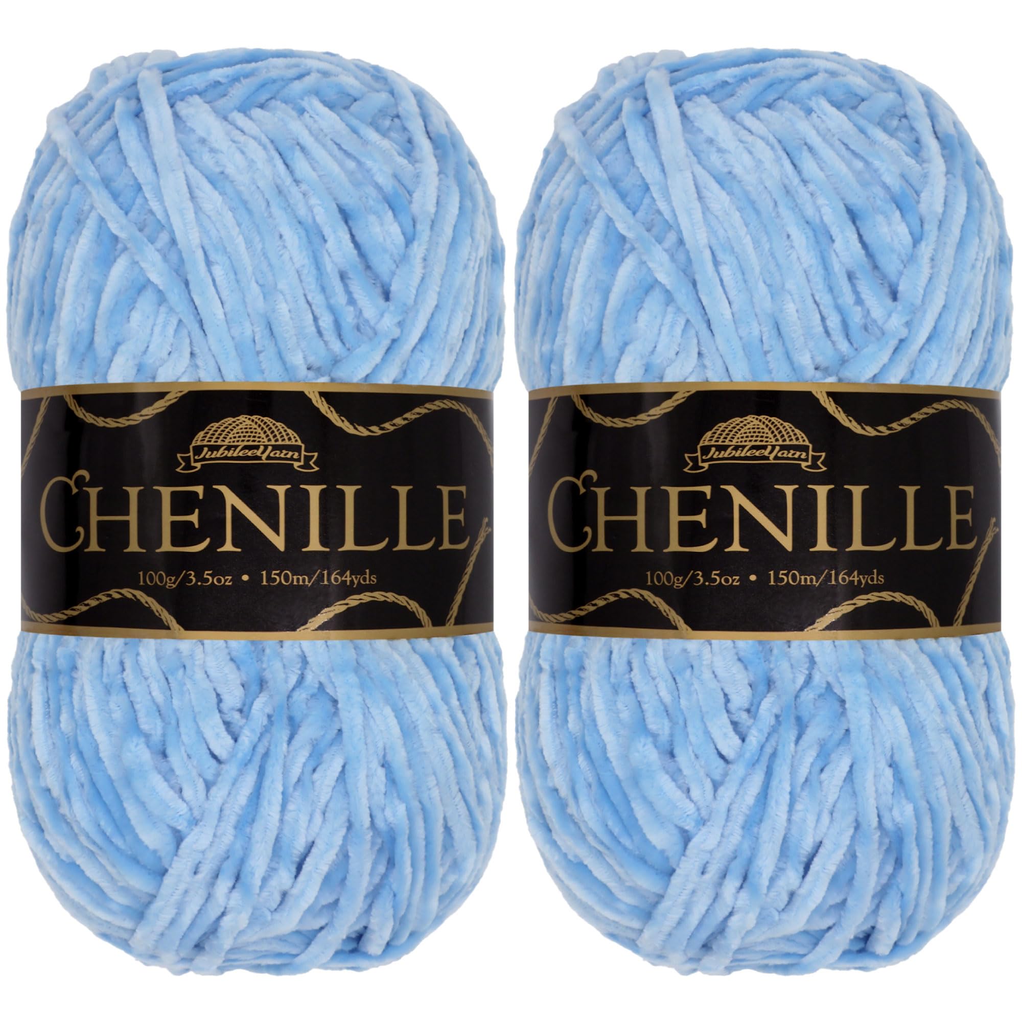 JubileeYarn Chenille Yarn - Worsted Weight - 100g/Skein (2 Skeins, 125 Sky Deity)