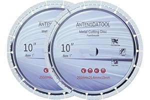 Antengdatool 10 Inch Metal Cutting Diamond Blade - 250mm Cut Off Wheel for Cast Iron Rebar Carbide Stainless Steel, Pack of 2(for 1"-5/8" Arbor)