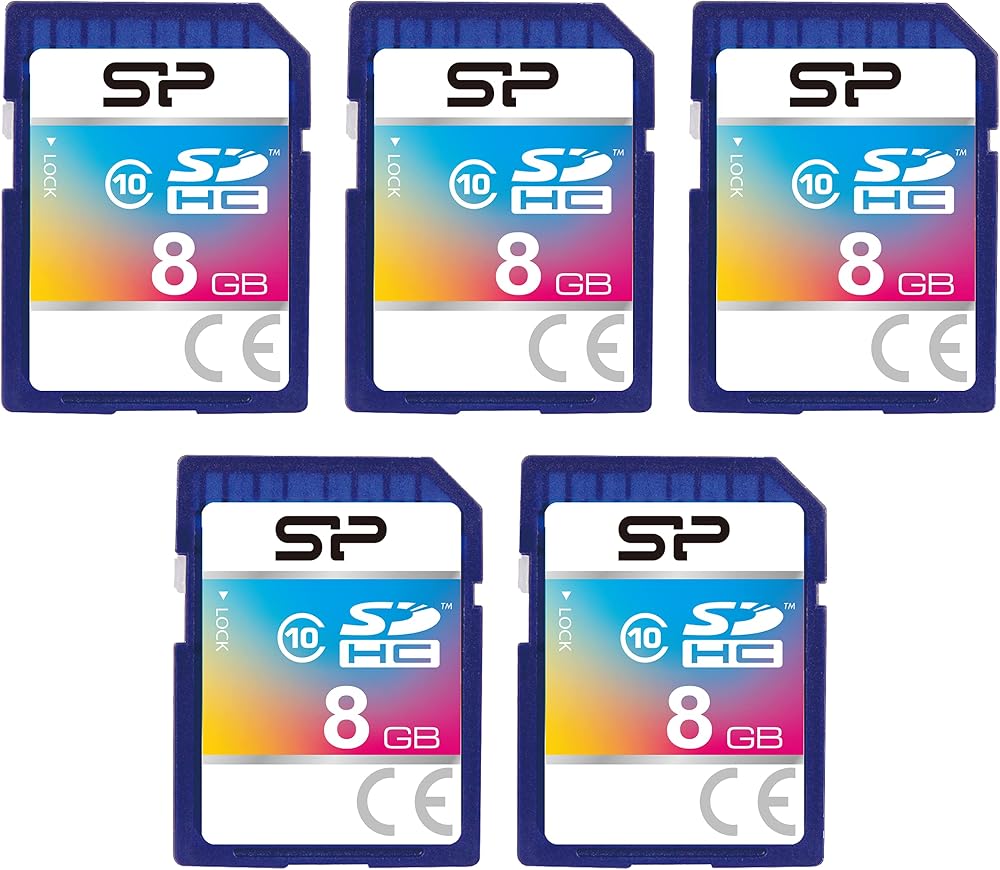 Silicon Power 8GB SDHC Class 10 SD Flash Memory Card 5-Pack for Cameras
