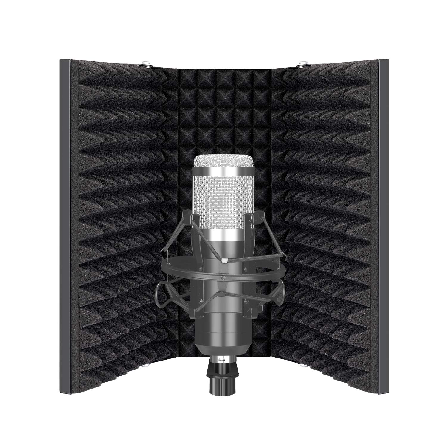 Neewer Pro Microphone Isolation Shield, 3-Panel Pop Filter, High Density Absorbent Foam Front & Vented Metal Back Plate, Compatible with Blue Yeti and Any Condenser Microphone Recording Equipment