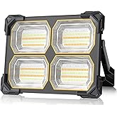 500W Led Work Light Rechargeable,42000MAh Solar Portable Light, 42000LM Magnetic Work Lights, 326 Led Battery Work Lights with Stand 5 Lights Modes IP66 Waterproof for Outdoor Camping Car Repairing