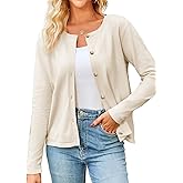 Yekaty Women's Long Sleeve Crew Neck Button Down Cardigan Knit Shrugs Sweater Tops Trendy Clothes