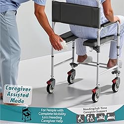 Littneo Bedside Commode with Wheels, Shower