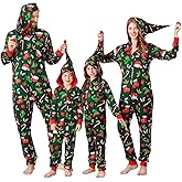 ANGELGGH Family Matching Christmas Onesie Pajamas, Vacation Cute Printed One Piece Pajamas, Xmas Hooded Holiday Sleepwear