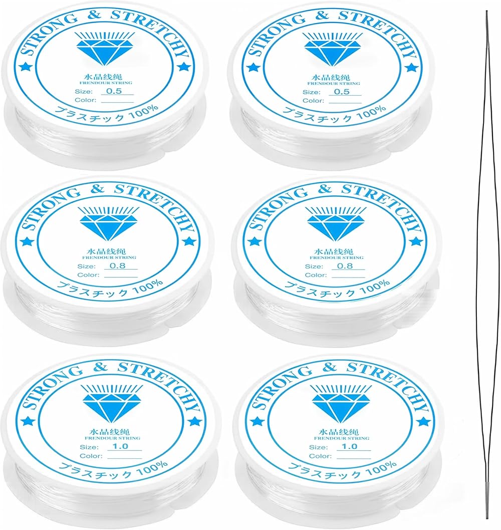 Frendour Clear Elastic Thread Set 0.5mm 0.8mm 1.0mm Bracelets Six Rolls Beading