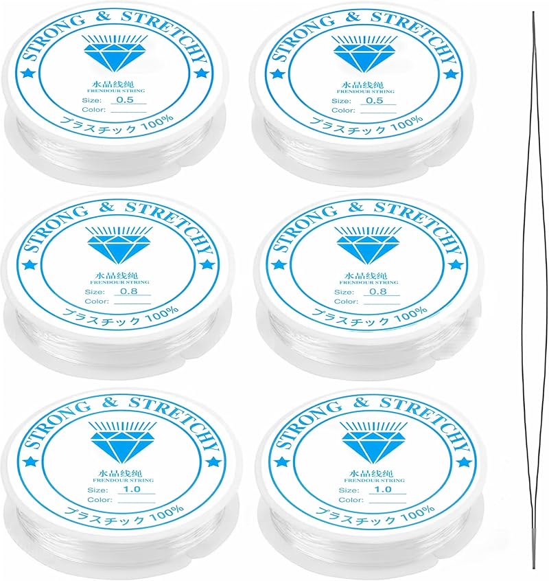 Frendour Clear Elastic Thread Set 0.5mm 0.8mm 1.0mm Bracelets Six Rolls Beading