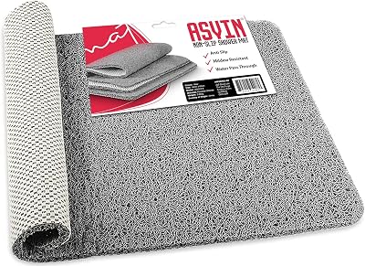 Asvin Soft Textured Anti Slip Bath Mat 40x60cm Grey Phthalate Free Rubber