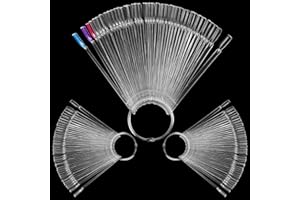 ZEONHEI 150 PCS Tips Clear Nail Art Sticks, Fan shaped Display Sticks, Nail Art Polish Sticks Display Clear Nail Square Tips Sample Stick with Metal Ring for Nail Practice Home DIY Polish Board