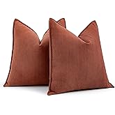 MIULEE Pack of 2 Rust Decorative Pillow Covers 20x20 Inch Soft Chenille Luxurious Couch Throw Pillows Farmhouse Cushion Covers with Elegant Design for Sofa Bedroom Living Room Home Decor