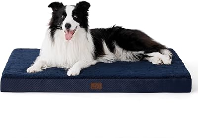Bedsure Large Dog Bed Washable Orthopedic Mattress Navy 91x69x7.6cm