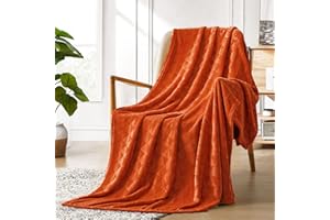 Excervent Soft Flannel Fleece Throw Blanket (Burnt Orange, 50x70 inches) Lightweight Plush Cozy Microfiber Throws Blankets with Chic Diamond Triangle Pattern for Chair, Sofa, Couch, Bed