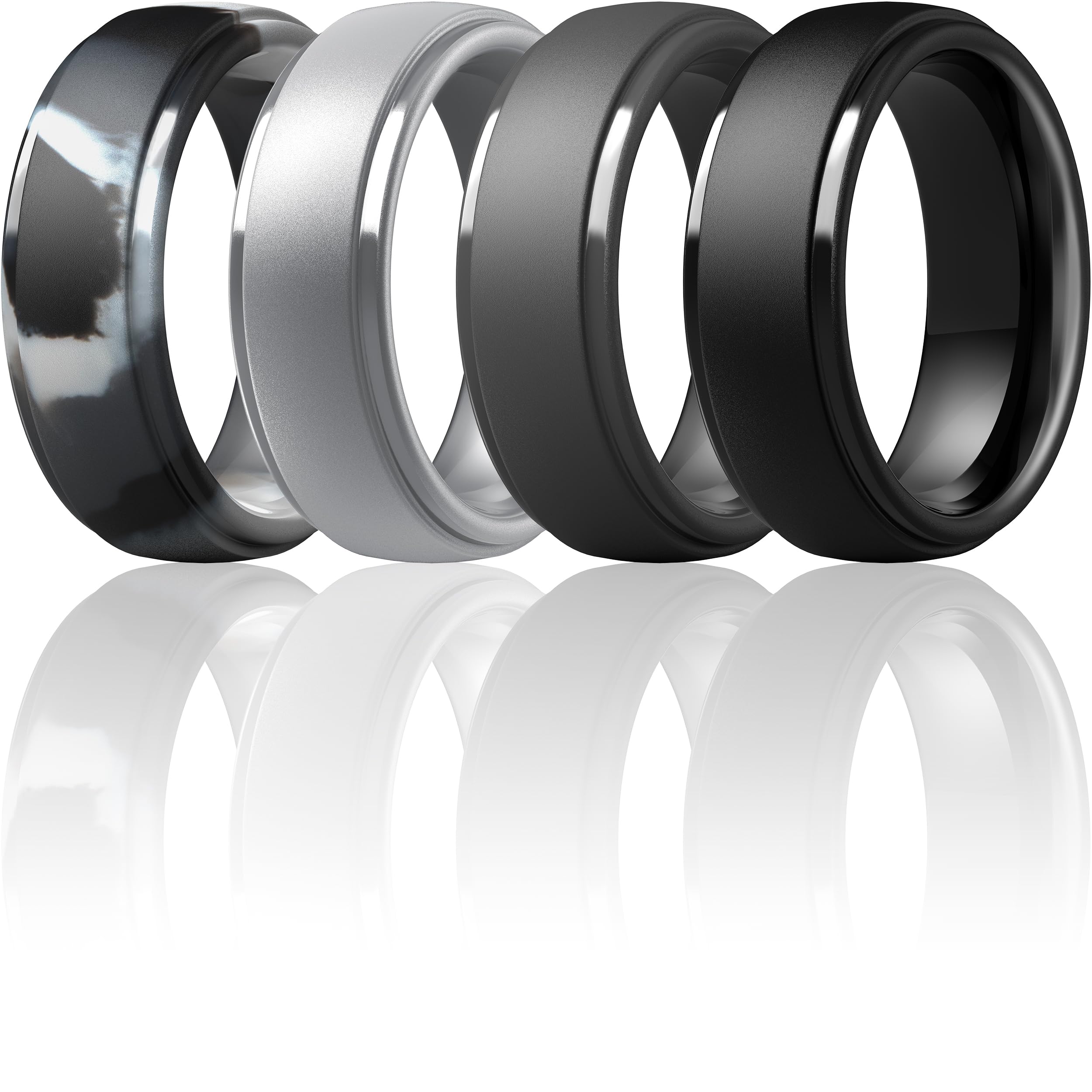 ThunderFit Silicone Men’s Wedding Rings, 10mm Wide 2.5mm Thick Rubber Wedding Bands-Variety Multipack 1-7, 14.5 - 15 (23.06mm), Silicone, No Gemstone