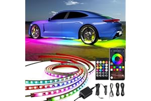 Glowlendra Underglow Car Lights, 4 pcs RGB-IC Smart LED Lights with APP and Remote Control, 16 Million Colors DIY Sound Active Function Music Mode, Underglow Kit for Car, SUVs, Trucks (Dream Color)