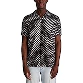 Karl Lagerfeld Mens Geo Printed Camp Collar Short Sleeve Shirt