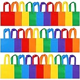 Elcoho 30-Piece Rainbow Non-Woven Party Favor Tote Bags, 8x8 Inch, Red, Orange, Yellow, Green, Blue, Purple, Wedding, Birthday, Holiday, Travel, Gift, Storage