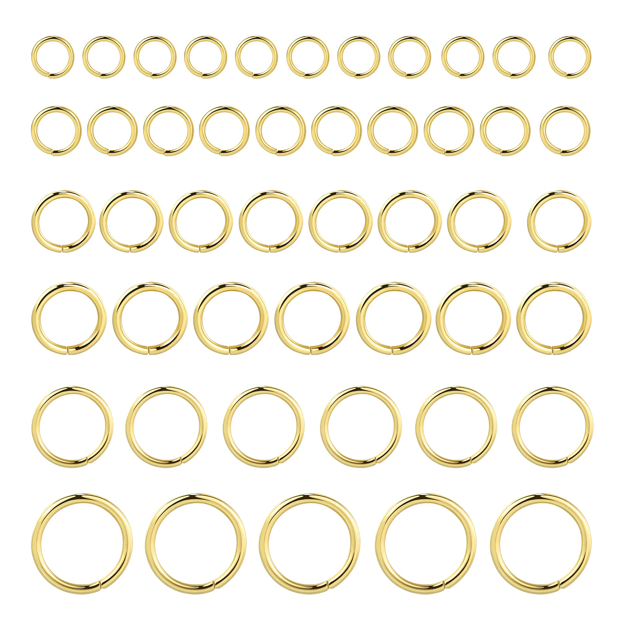 ALEXCRAFT Gold Jump Rings for Jewelry Making, 60Pcs Mix 925 Sterling Silver Gold Jump Rings 4 5 6 8 10 mm Split Open Rings 14K Goldplated Thin Rings for Necklace Bracelet Chain Making