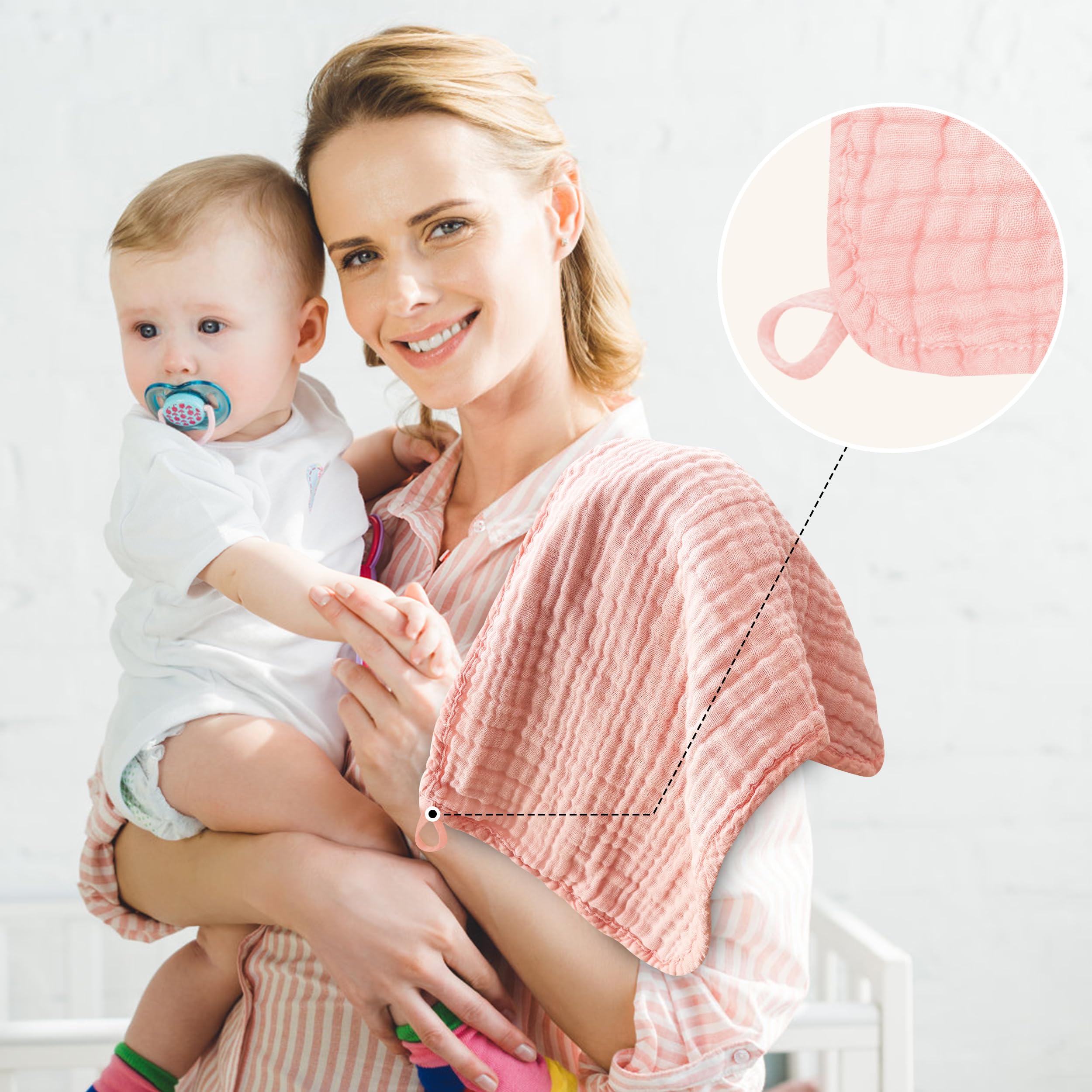 BAMBOO QUEEN 12 Pack Muslin Burp Cloths - Large 20