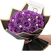 Waipfaru Glitter Roses Bouquet, DIY Fake Flowers Bouquet, Everlasting Shiny Artificial Rose Bouquet for Valentines, Anniversary, Engagement, Wedding, 24 Roses