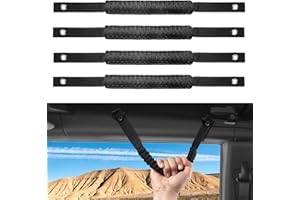 SFYHORK 4 PCS Roll Bar Grab Handles Compatible with Ford-Bronco 2025, 2024, 2023, 2022, 2021, 4 or 2 Door, Upgrade Grab Handle, Comfortable Paracord Grip Handle, Black