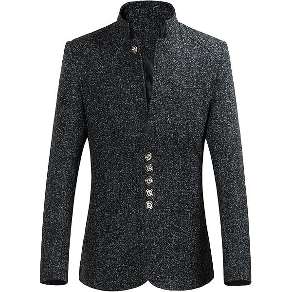 Men Blazer Mandarin Collar Chinese Stand Collar Men Suit Jacket