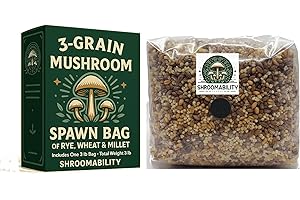 3-Grain Mushroom Substrate Spawn Bag w/Injection Port & .5 Micron Gas Exchange Filter ) Colonizes Fast (3 lb) Millet, Wheat a