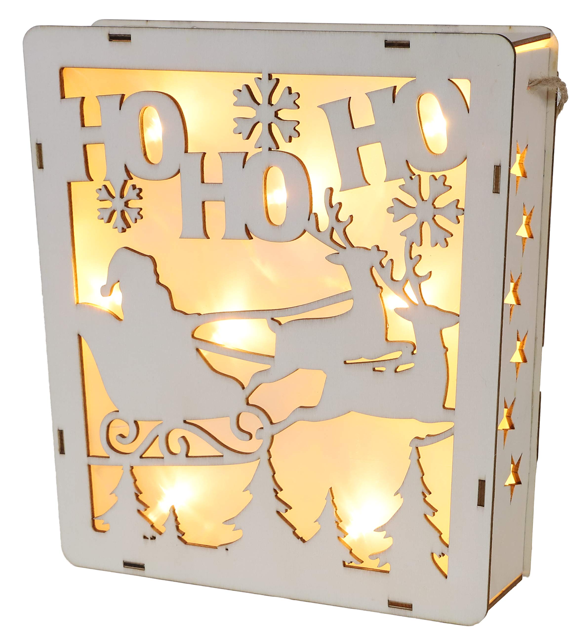 Christmas Concepts® 240mm (9.5") Light Up Wooden Battery Operated Luxury Christmas Decoration - Warm White LED lights - (Energy Efficient A++) (SANTAS'S SLEIGH/GIFTBOX)