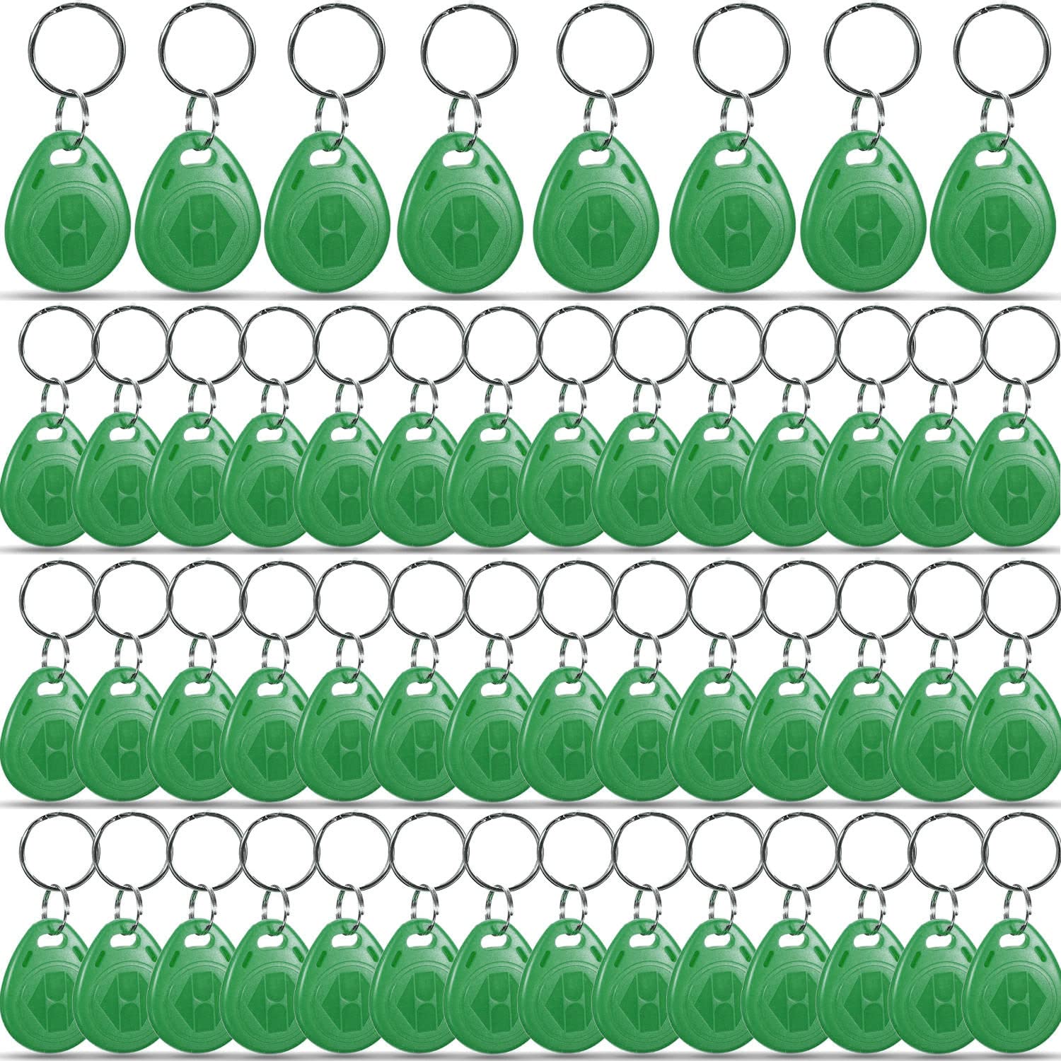 50 X Green RFID Tags Key fobs - 125Khz READ ONLY Proximity ID Card Token Access Control | By UMTMedia®