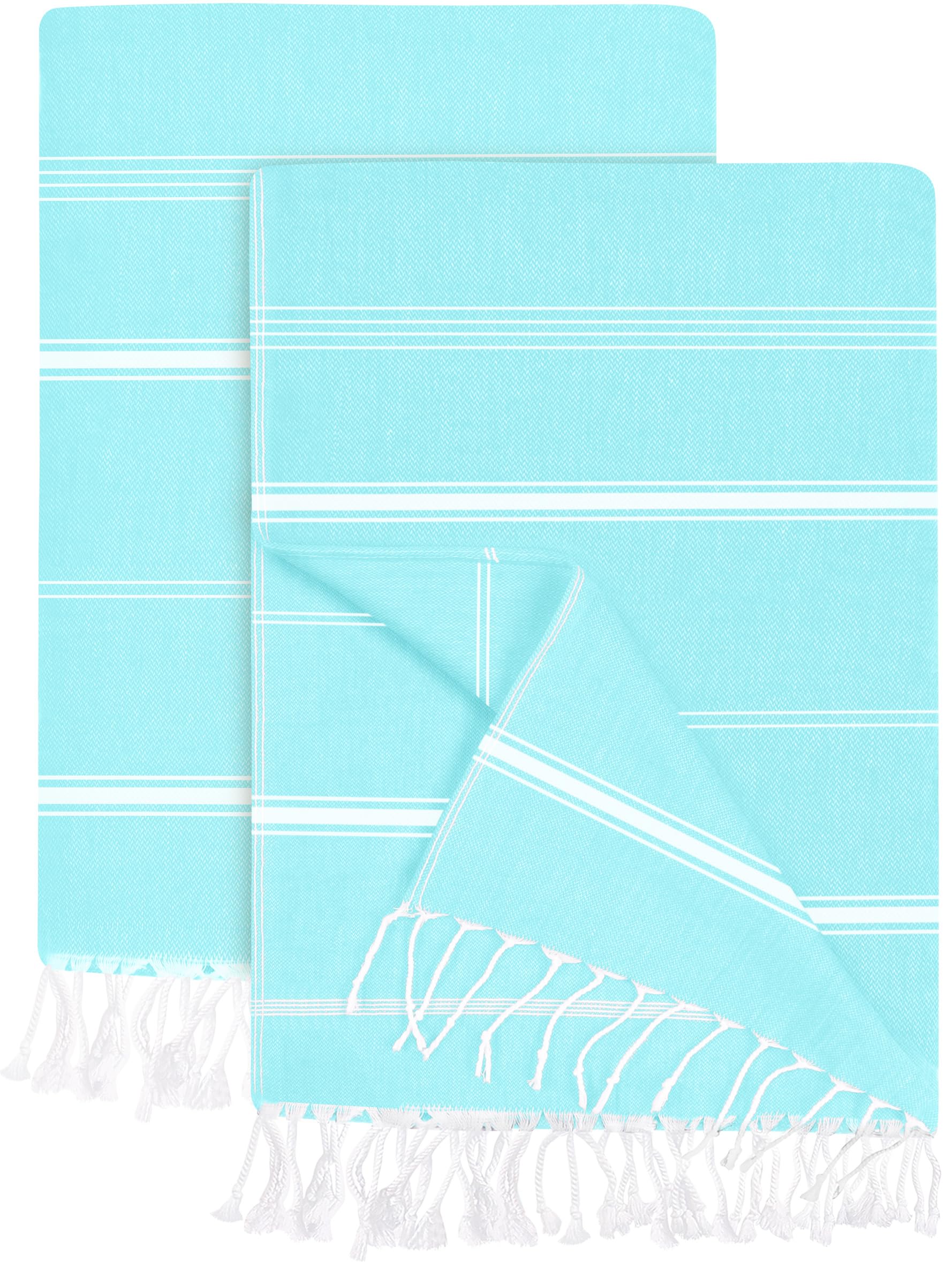 Utopia Towels 2 Pack Turkish Beach Towel (100 x 180 cm) - 100% Cotton Oversized Sand Free Lightweight Quick-Dry Turkish Towel, Prewashed for Soft Feel, Large Peshtemal Towel for Travel (Aqua)