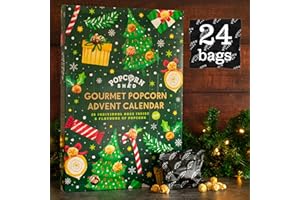 Popcorn Shed Gourmet Popcorn Advent Calendar 2022, 24 Days of Popcorn - 6 Luxury Flavors, Vegan and Gluten Free Foodie Gift, 